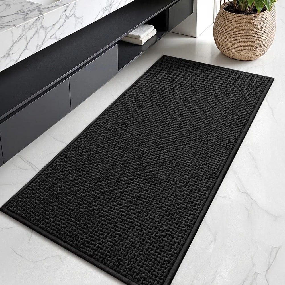 Non Slip Chenille Bath Mats for Bathroom Floor - Soft Extra Absorbent Quick Dry Washable Tub Shower Entrance Mat, Durable Thick Non Skid Rug