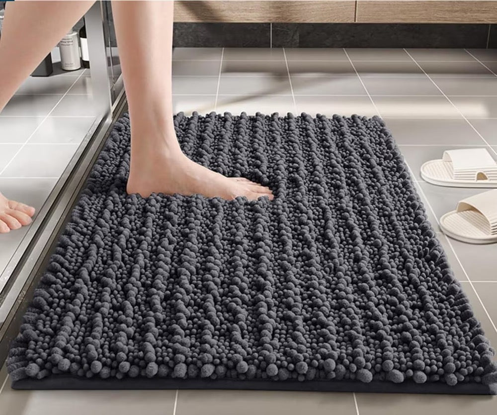 Slip-Resistant Chenille Bath Rugs For Tub Shower & Bathroom Floors - Durable Ultra Absorbent Machine Washable 2000GSM Thick Plush Bath Mat