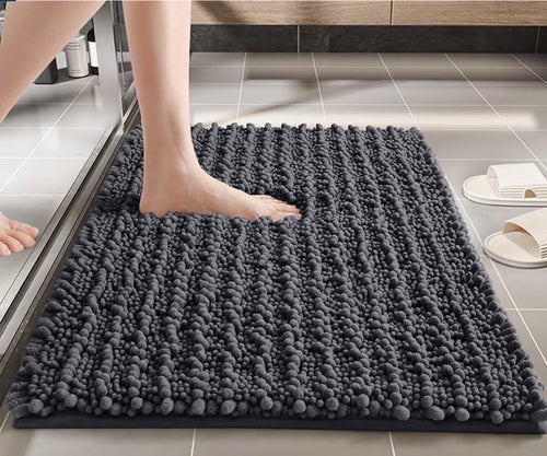 Slip-Resistant Chenille Bath Rugs For Tub Shower & Bathroom Floors - Durable Ultra Absorbent Machine Washable 2000GSM Thick Plush Bath Mat