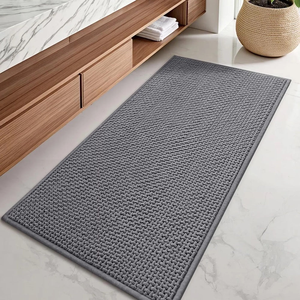 Non Slip Chenille Bath Mats for Bathroom Floor - Soft Extra Absorbent Quick Dry Washable Tub Shower Entrance Mat, Durable Thick Non Skid Rug